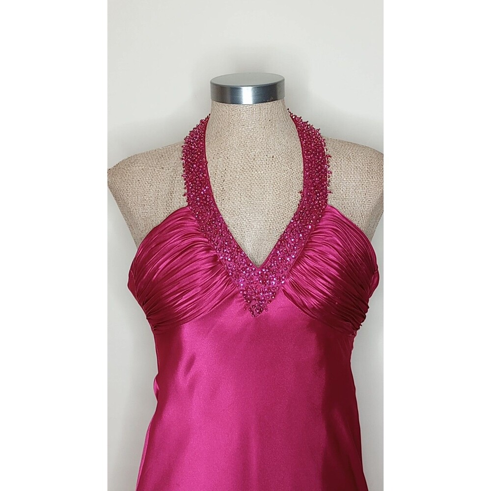 Morgan And Co Formal Dress Vintage 90s Y2K Pink Beaded Satin 5-6 Wedding